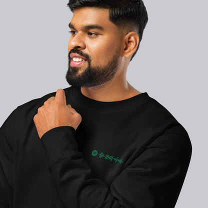 Stanly Stella Organic Unisex Sweathirt Black with embroidered custom Music Code