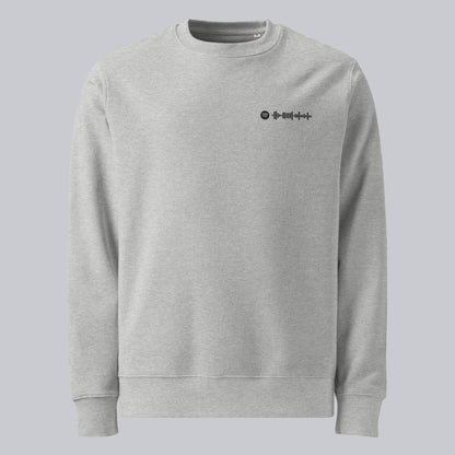 Stanly Stella Organic Unisex Sweathirt Light Grey with embroidered custom Music Code