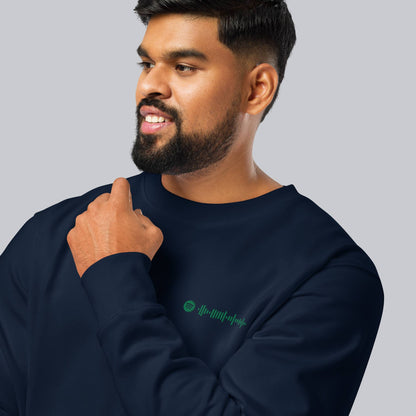 Stanly Stella Organic Unisex Sweathirt Navy with embroidered custom Music Code