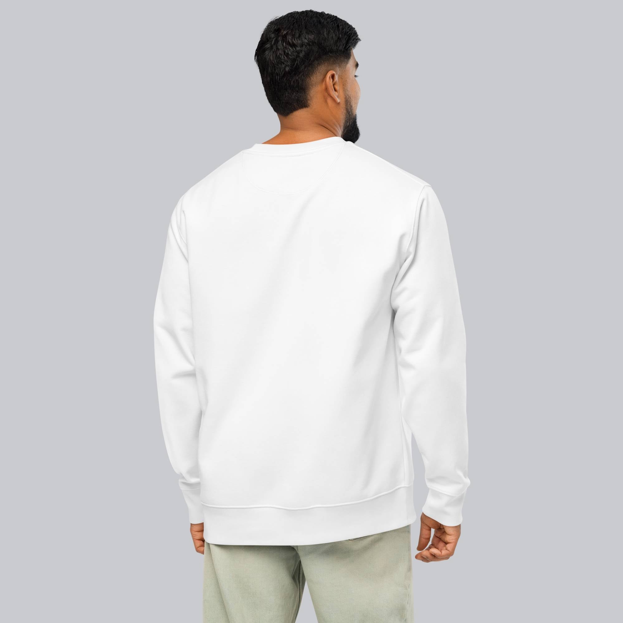 Stanly Stella Organic Unisex Sweathirt White with embroidered custom Music Code