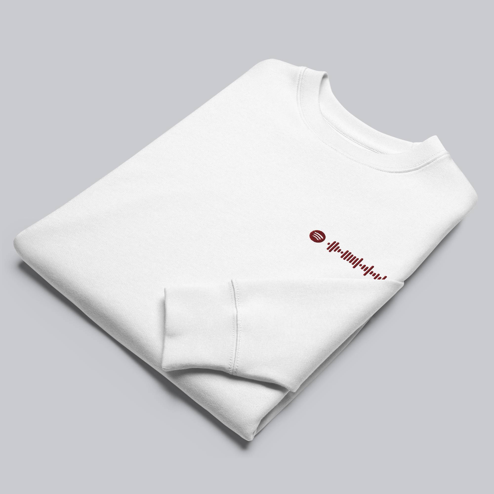 Stanly Stella Organic Unisex Sweathirt White with embroidered custom Music Code