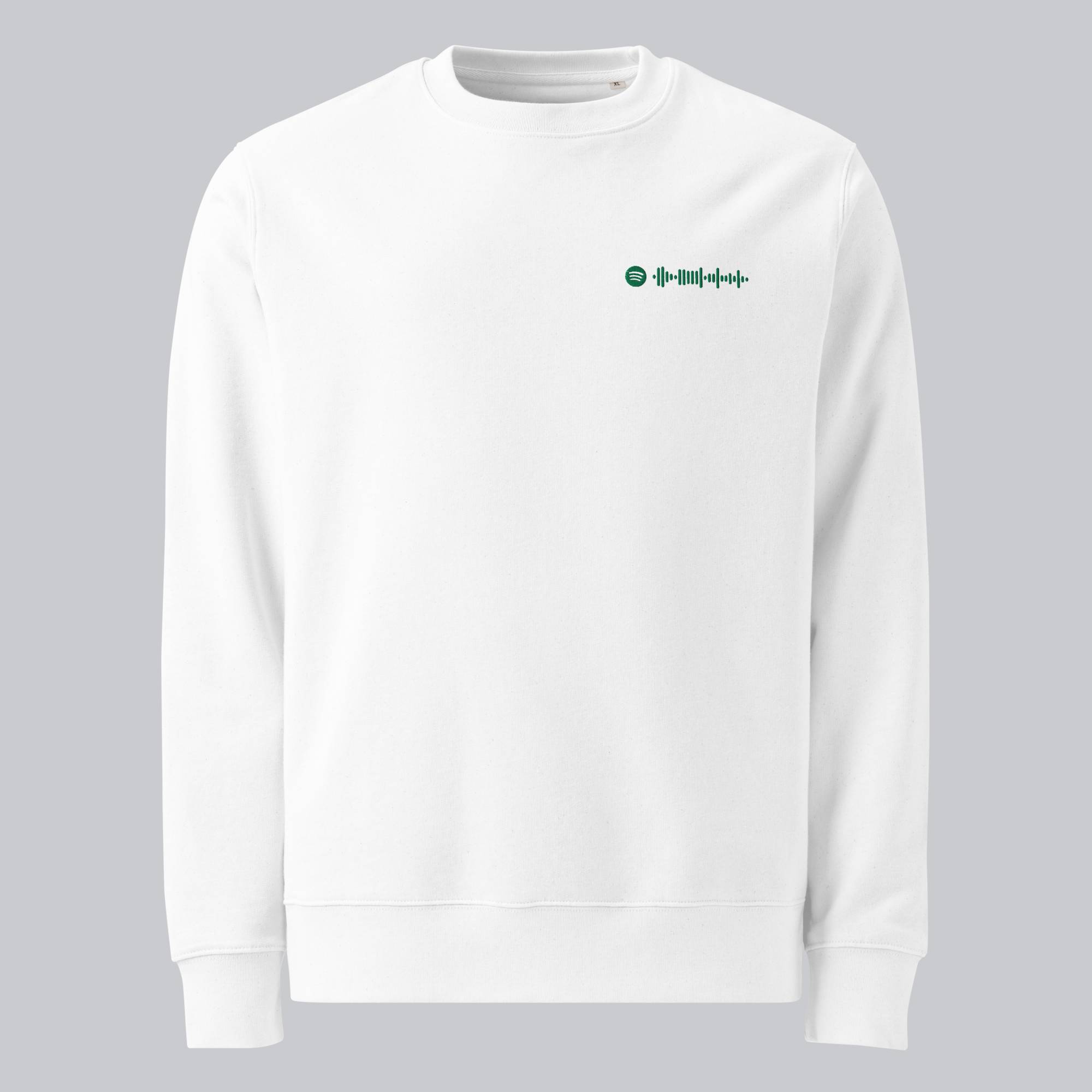 Stanly Stella Organic Unisex Sweathirt White with embroidered custom Music Code