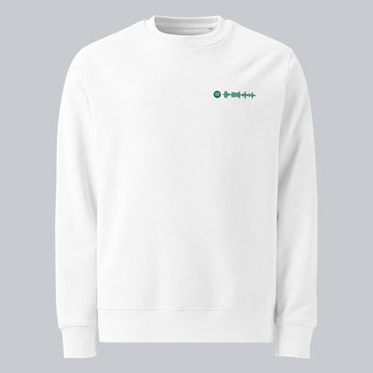 Stanly Stella Organic Unisex Sweathirt White with embroidered custom Music Code