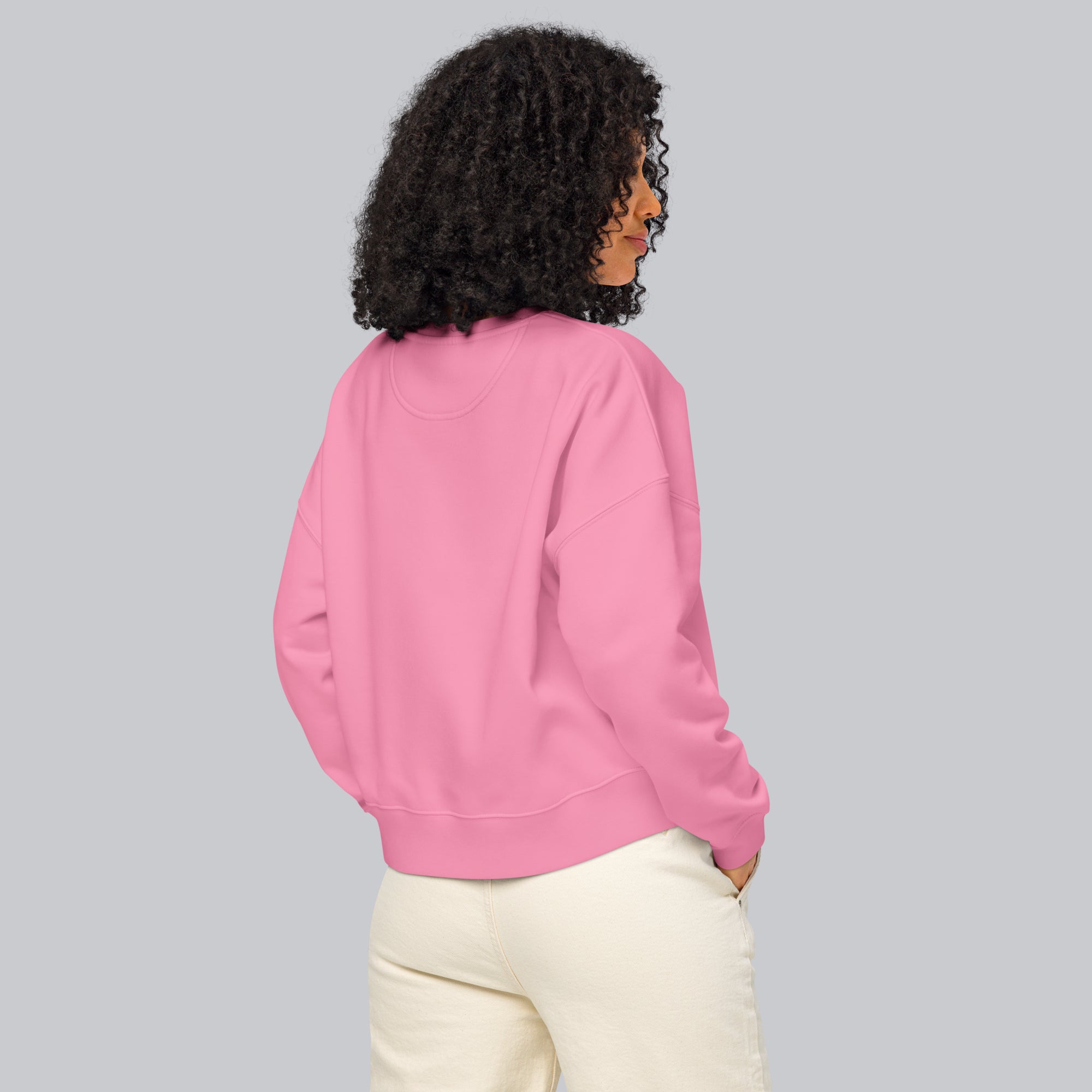 Stanly Stella Organic Women Sweathirt Pink with embroidered custom Music Code