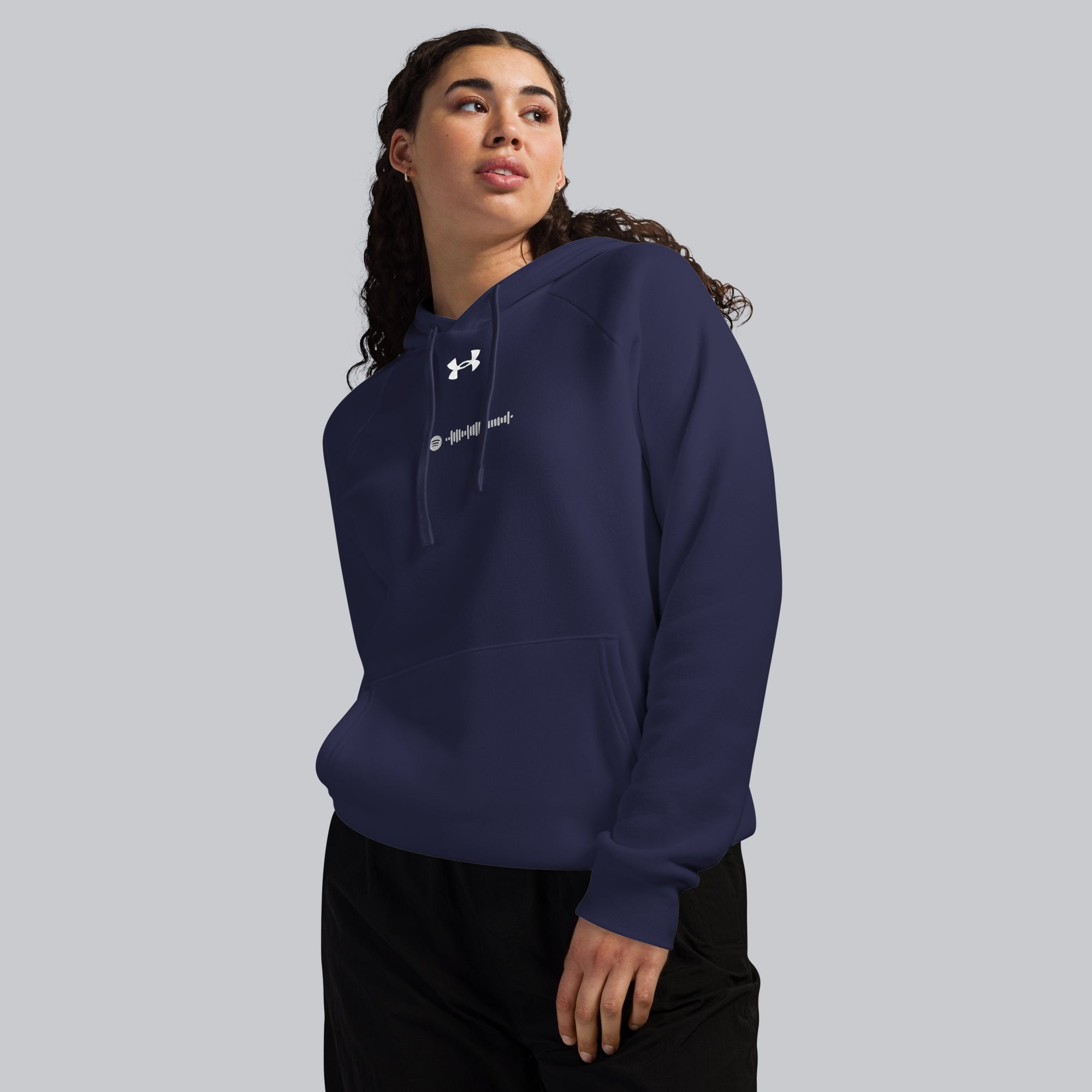 Under Armour Hoodie Navy with Custom Music Code of your favorite song