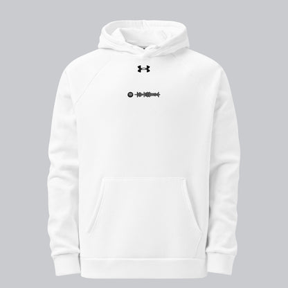 Under Armour Hoodie White with Custom Music Code of your favorite song