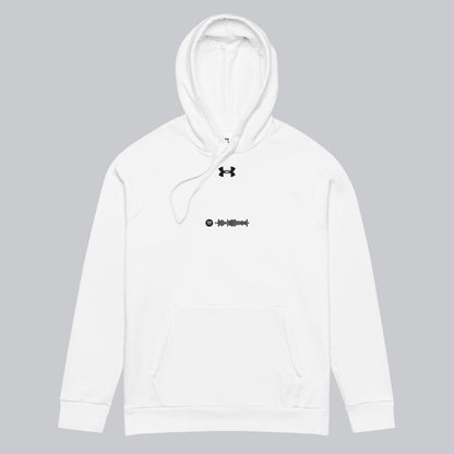 Under Armour Hoodie White with Custom Music Code of your favorite song